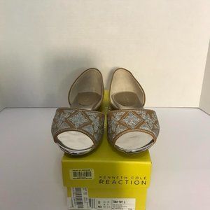 Reaction By Kenneth Cole D'orsay Flats Tina Tot Tan with Silver Design 8M